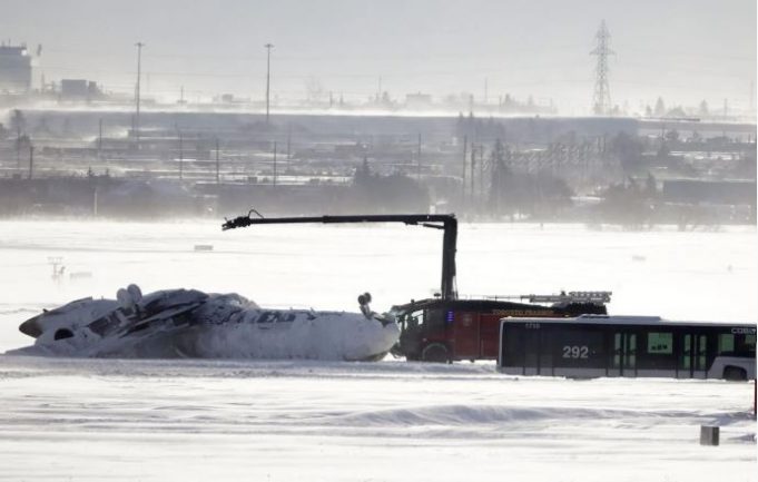 A plane crashed at Pearson upon landing on Monday afternoon, with at least two seriously injured.