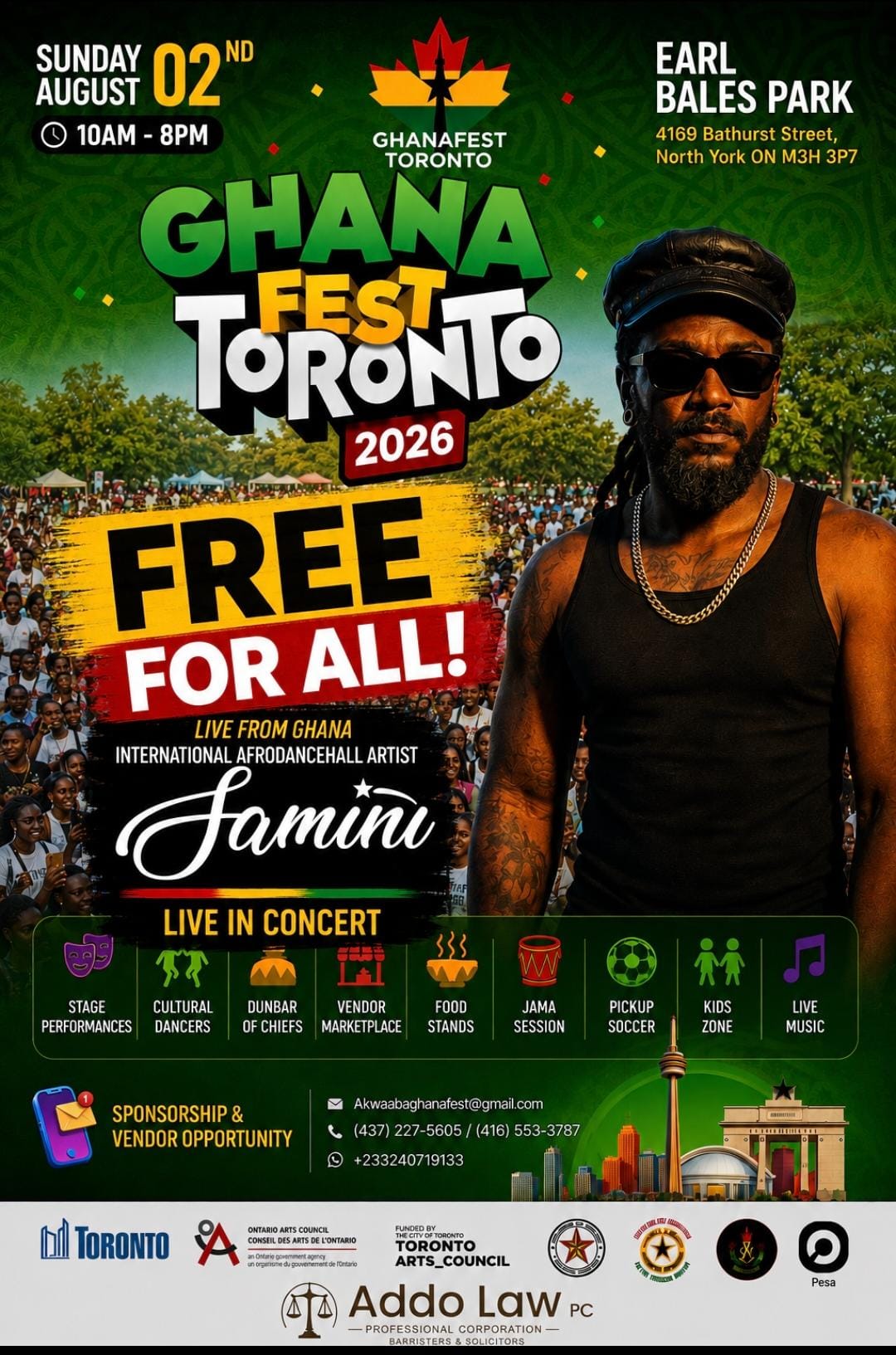 GhanaFest Toronto 2026 Officially Announces Ghanaian Music Icon Samini as Headline Performer